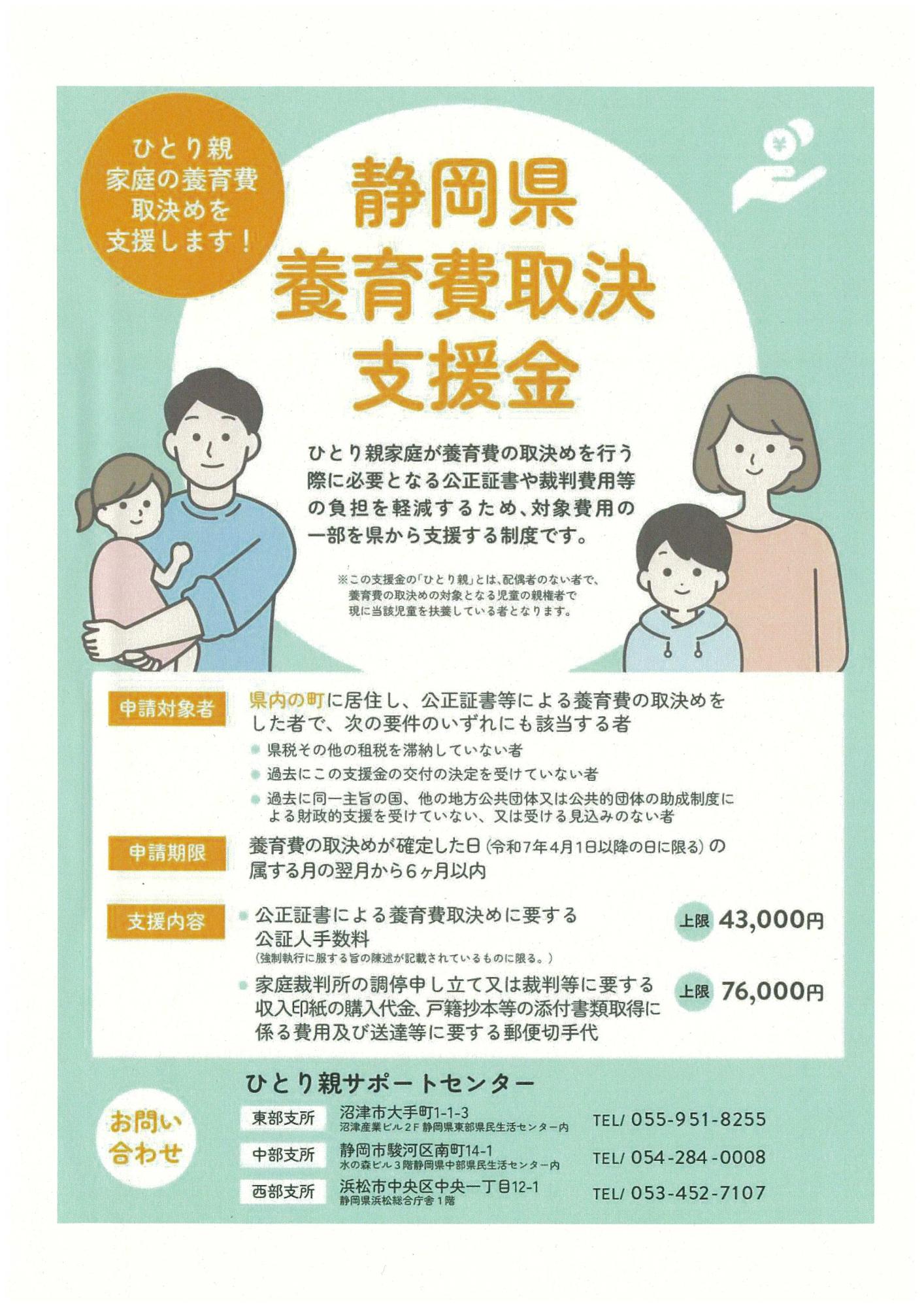 静岡県養育費取決支援金