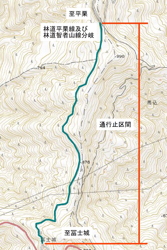 智者山線交通規制区間の地図