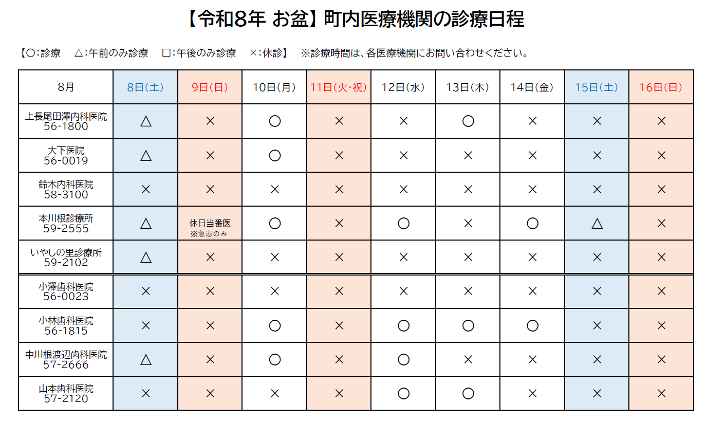 診療日程表