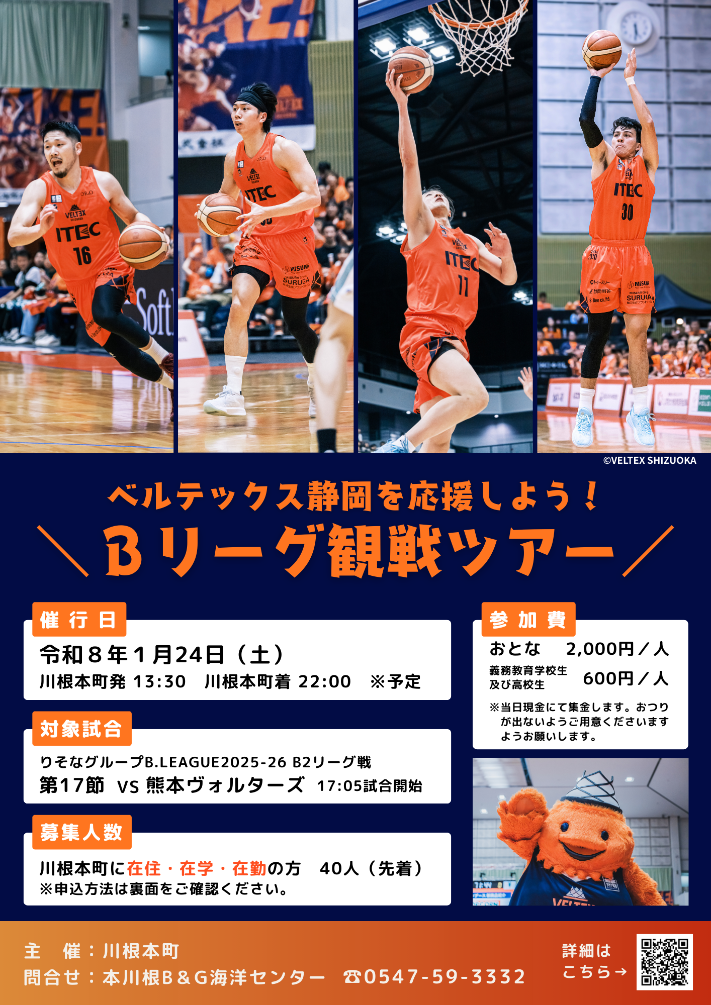 ベルテックス静岡Bリーグ観戦ツアーのチラシ