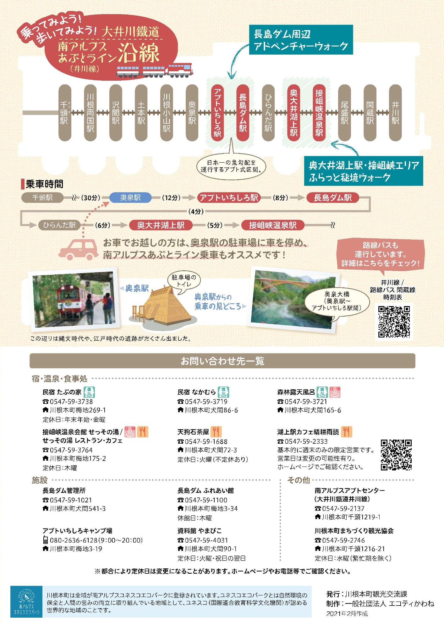 南アルプスあぷとライン沿線・お問い合わせ先一覧